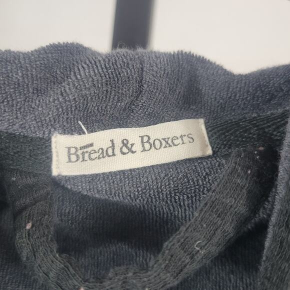 Bread & Butter Men's Hooded Robe Waffle Knit Black One Size - Picture 3 of 7